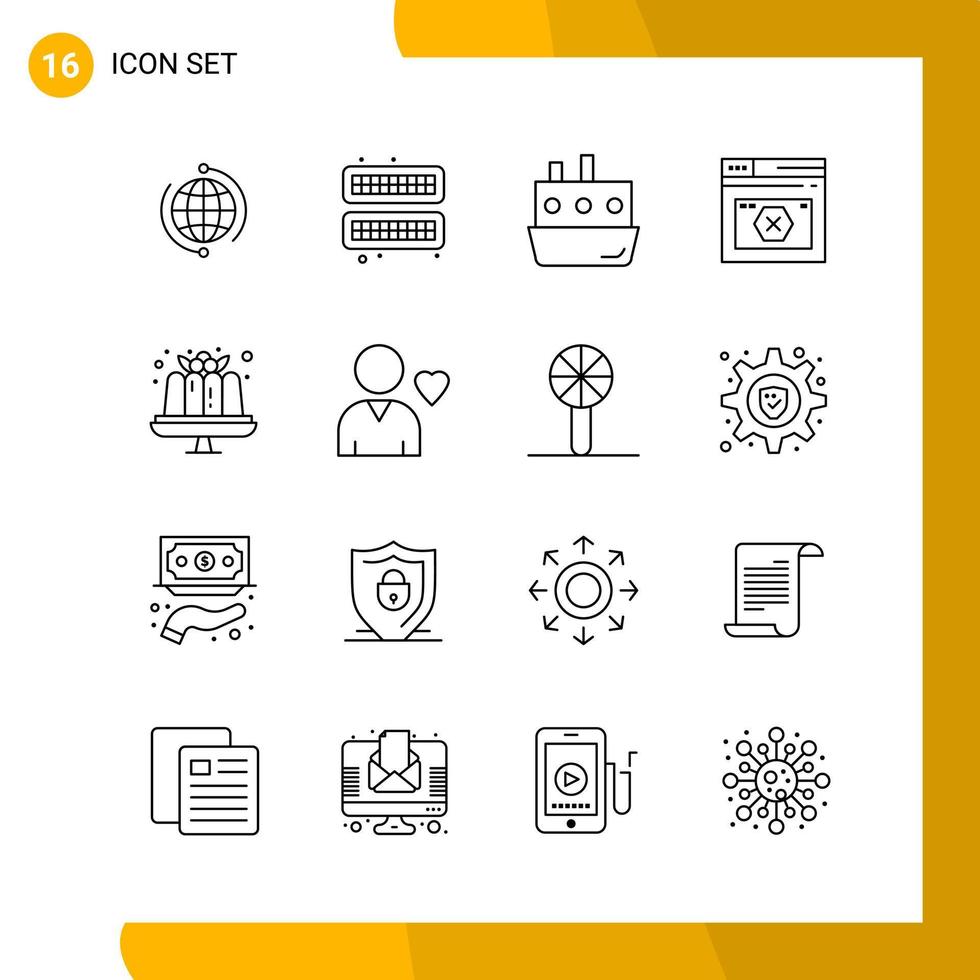 16 Icon Set Line Style Icon Pack Outline Symbols isolated on White Backgound for Responsive Website Designing vector
