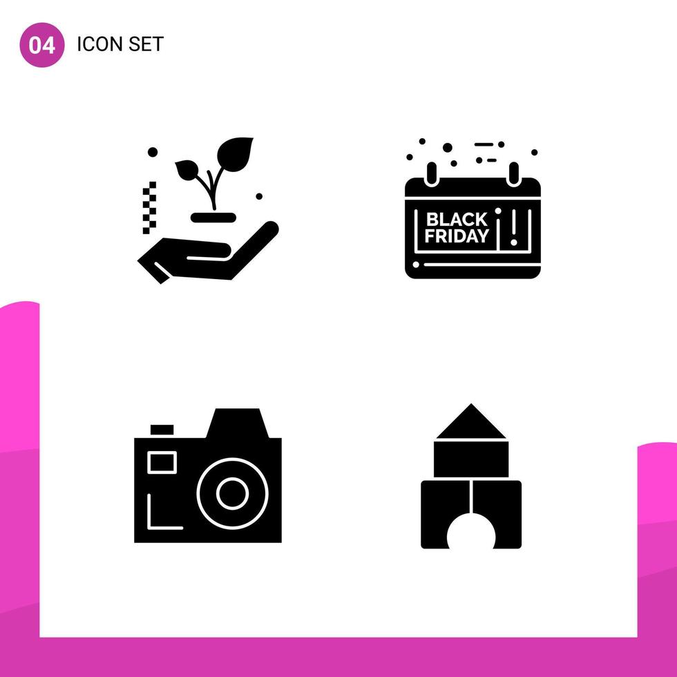 Glyph Icon set Pack of 4 Solid Icons isolated on White Background for responsive Website Design Print and Mobile Applications vector