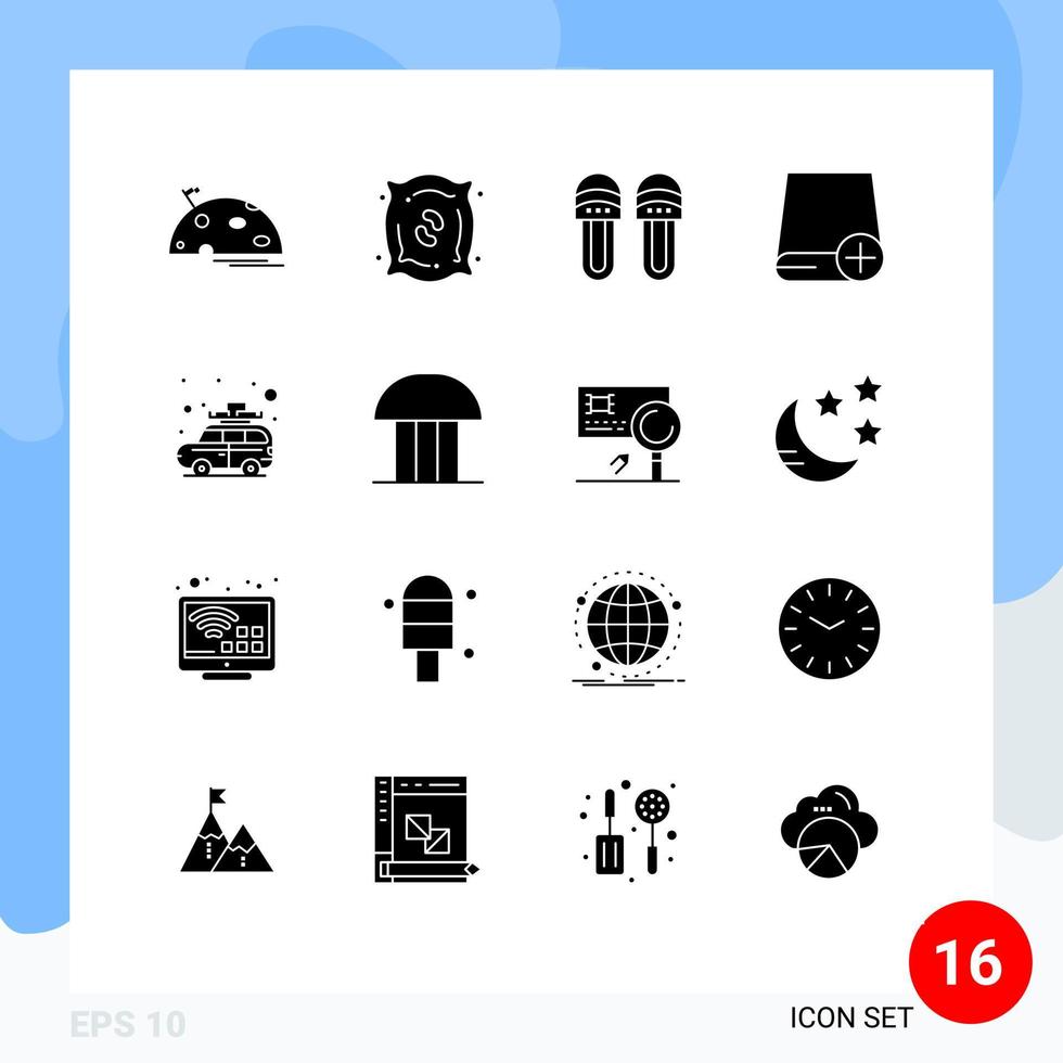 Pack of 16 creative Solid Glyphs of gadget devices seeds computers slipper Editable Vector Design Elements
