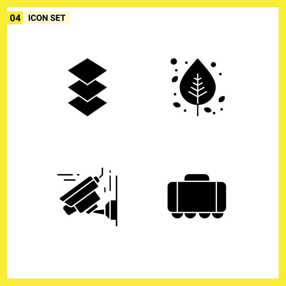 4 Universal Solid Glyphs Set for Web and Mobile Applications arrange image autumn nature railroad Editable Vector Design Elements