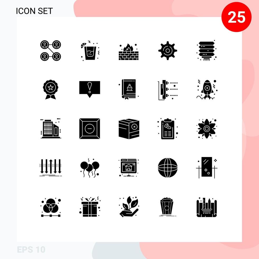 25 User Interface Solid Glyph Pack of modern Signs and Symbols of badge lantern internet chinese setting Editable Vector Design Elements