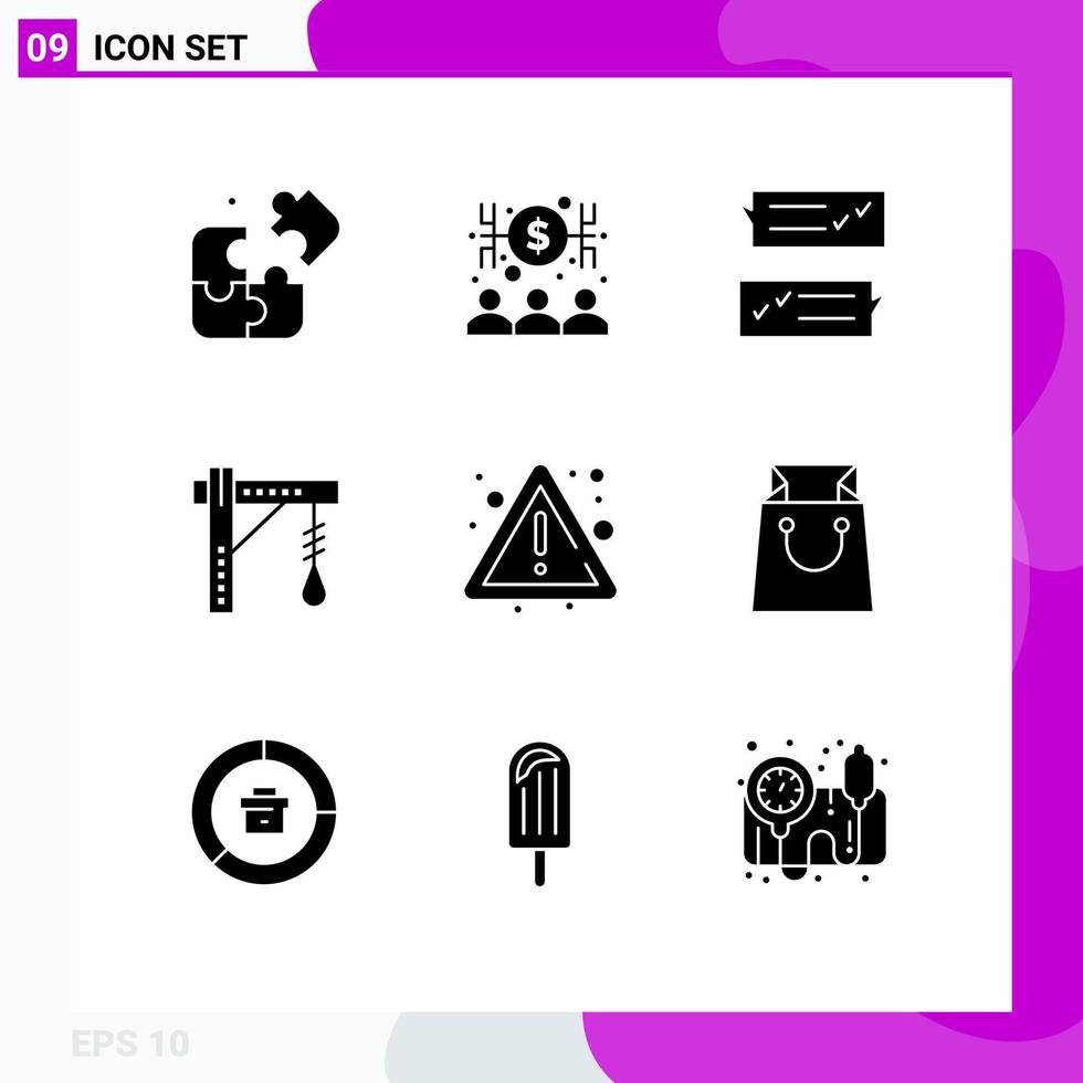 9 User Interface Solid Glyph Pack of modern Signs and Symbols of alert halloween dialogue electric brightness Editable Vector Design Elements