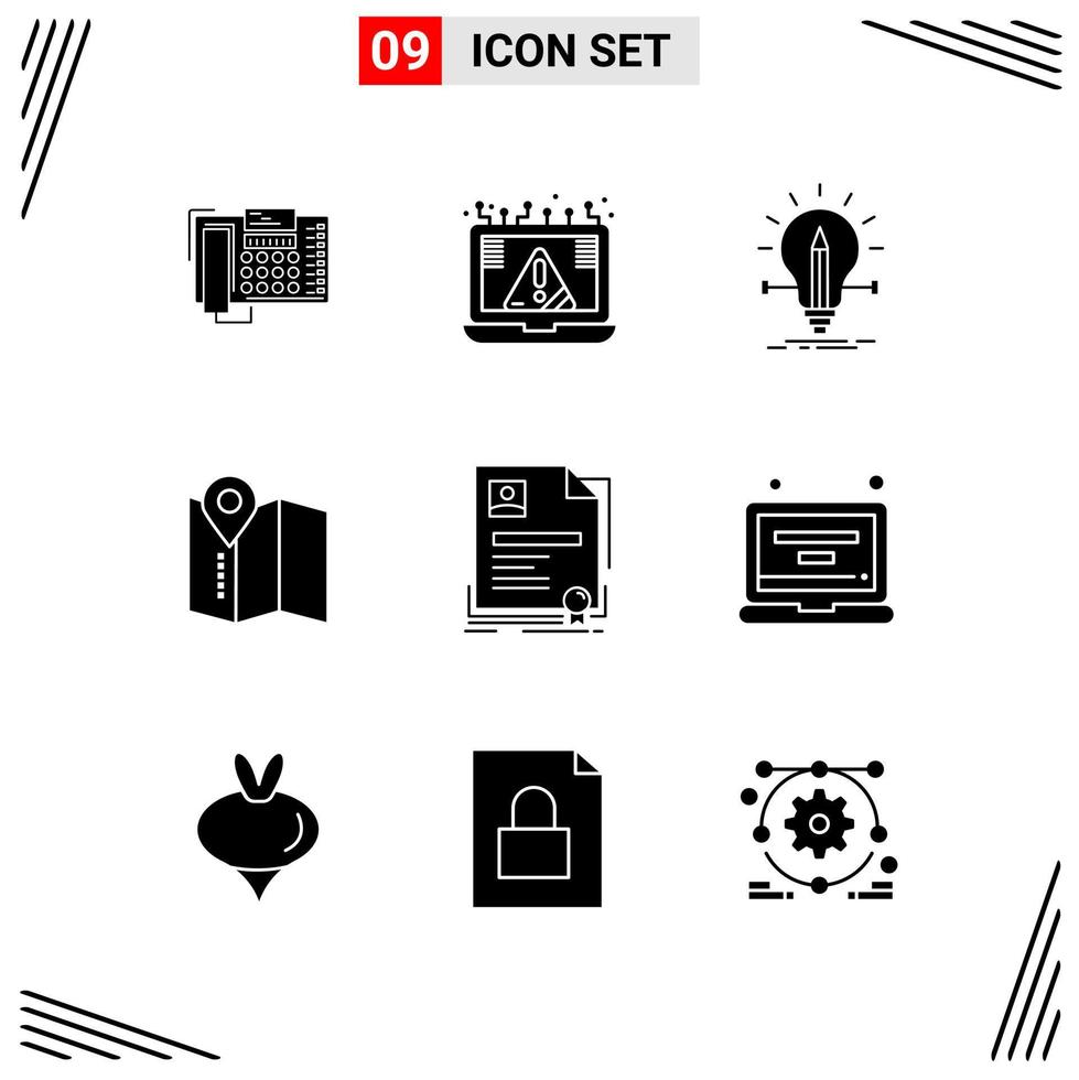9 Icons Solid Style Grid Based Creative Glyph Symbols for Website Design Simple Solid Icon Signs Isolated on White Background 9 Icon Set vector