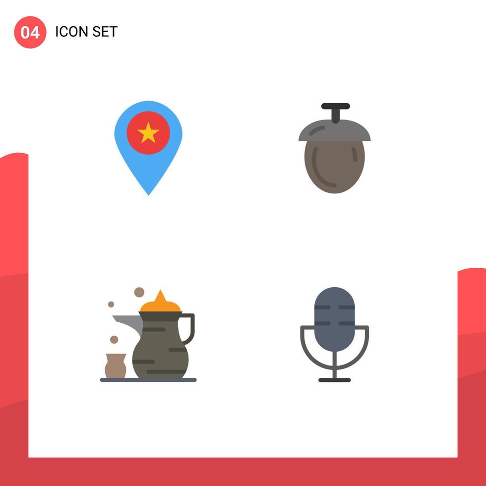 4 Universal Flat Icons Set for Web and Mobile Applications star cup marker nuts ramadan Editable Vector Design Elements