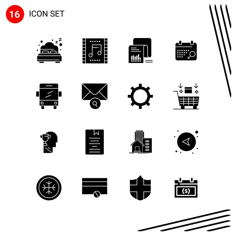 colección de 16 iconos vectoriales en estilo sólido símbolos de glifo perfecto de píxeles para web y signos de iconos sólidos móviles sobre fondo blanco 16 iconos vector