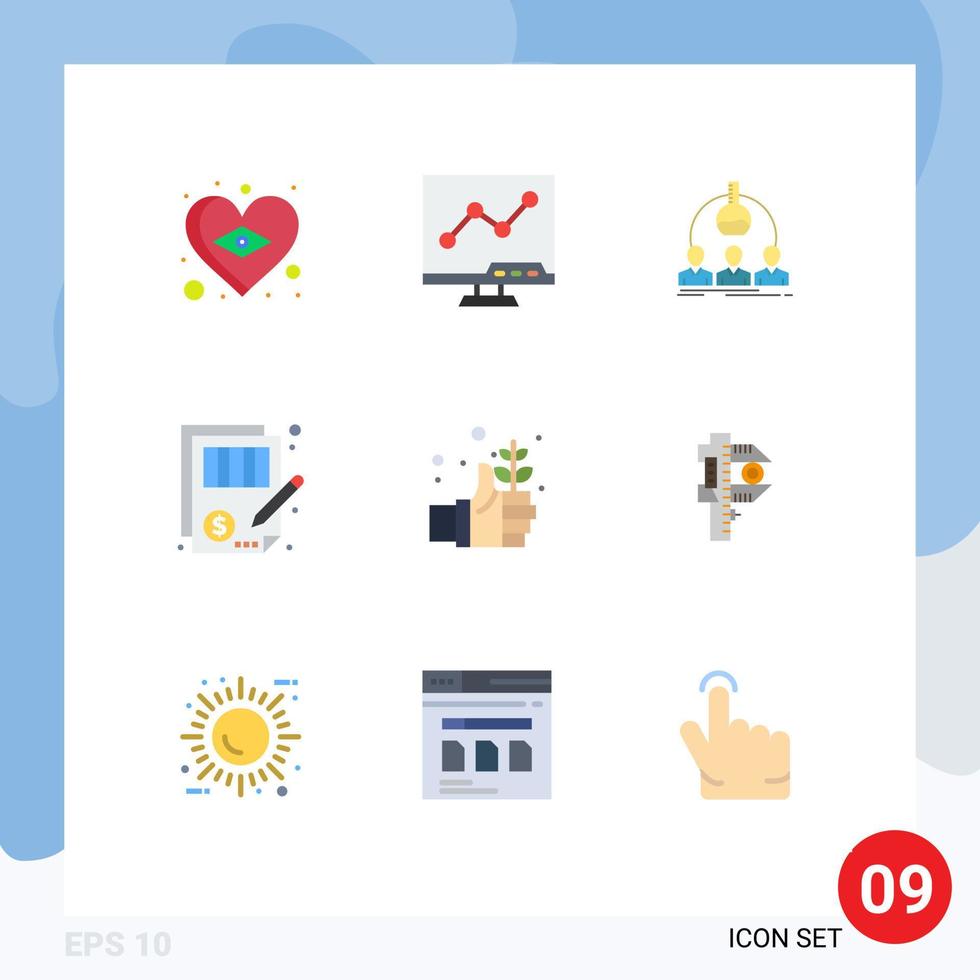 Group of 9 Modern Flat Colors Set for money document labortary balance scientist Editable Vector Design Elements