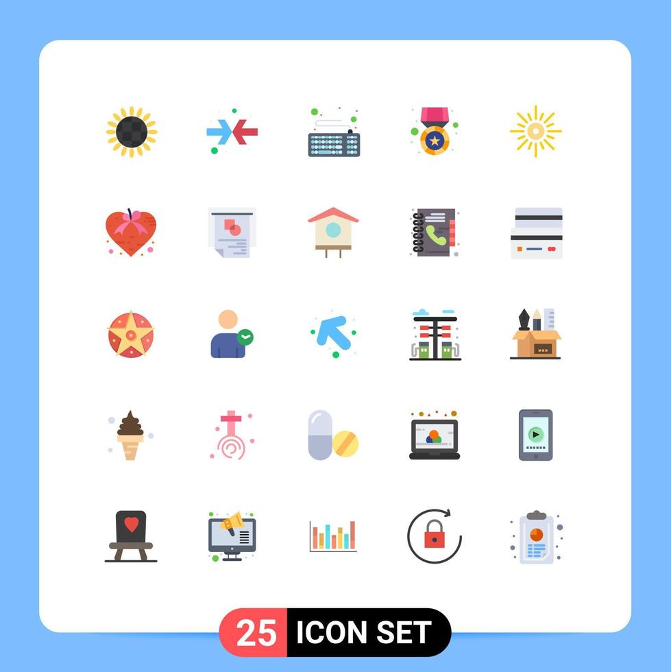 Set of 25 Vector Flat Colors on Grid for morning sun device prize medal Editable Vector Design Elements