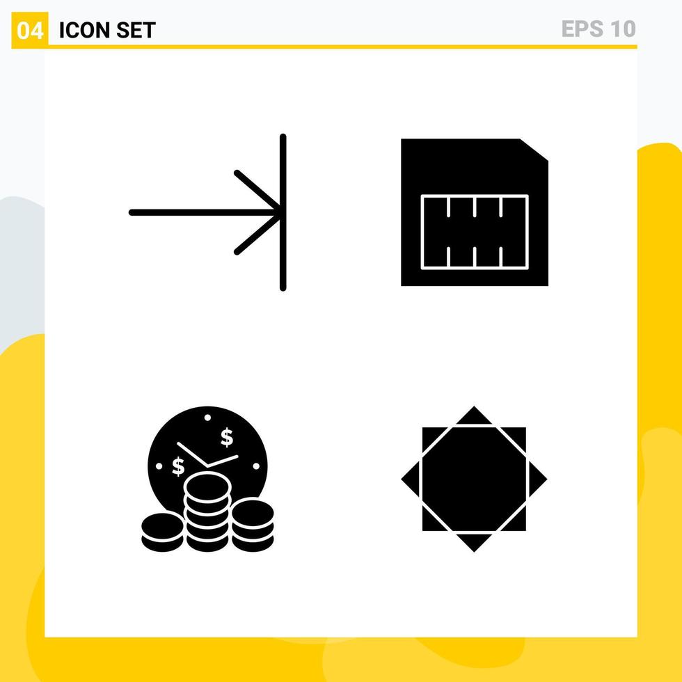 colección de 4 iconos sólidos universales conjunto de iconos para web y móvil vector