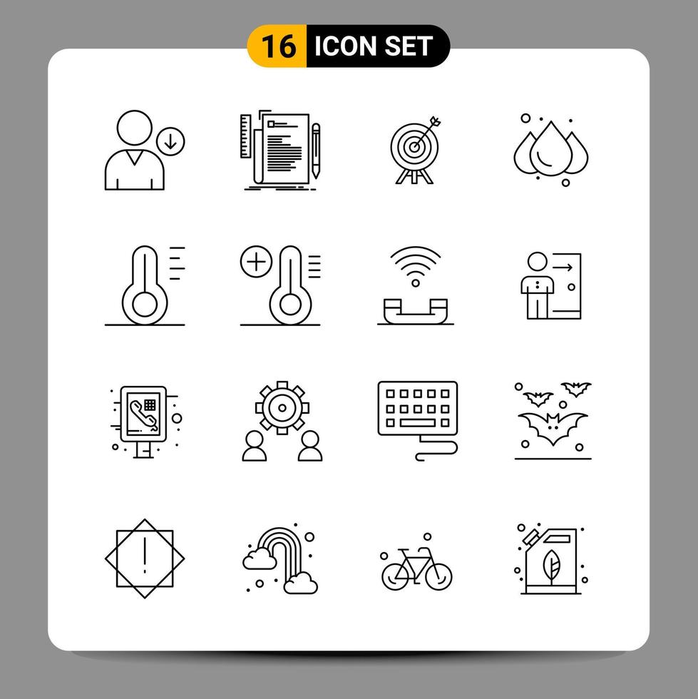 16 Black Icon Pack Outline Symbols Signs for Responsive designs on white background 16 Icons Set vector