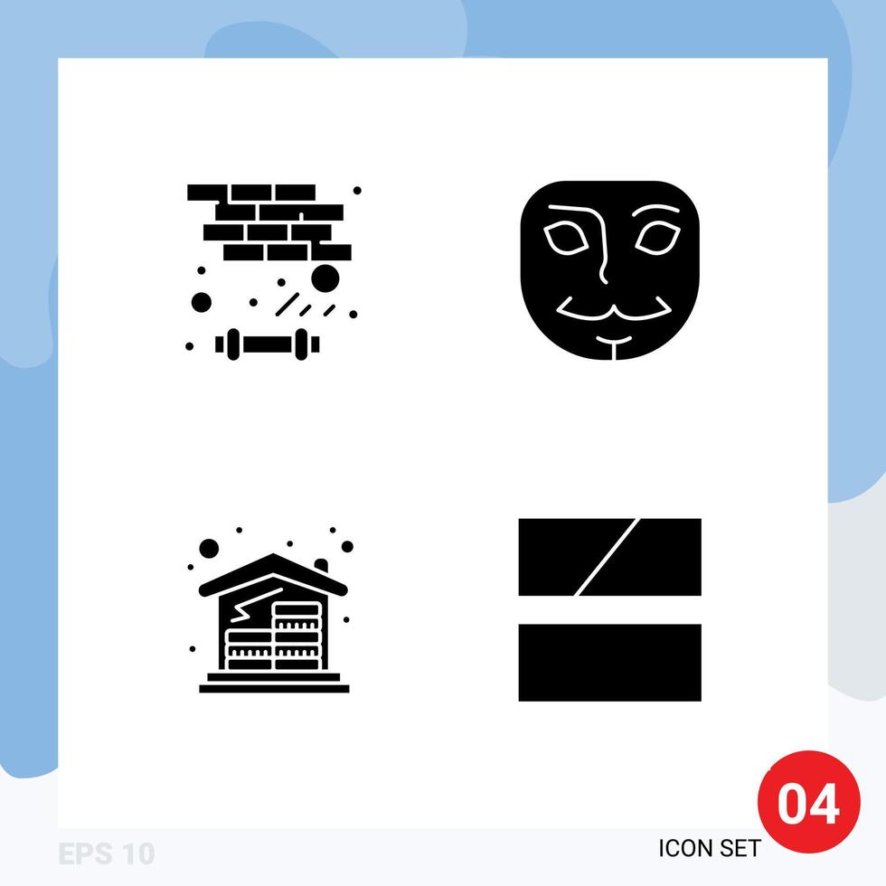 Pack of creative Solid Glyphs of brick house play mask editing Editable Vector Design Elements