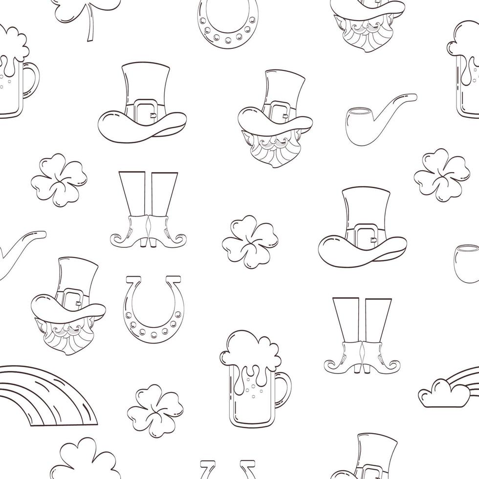 Seamless pattern set sketch for st. patrick's day vector