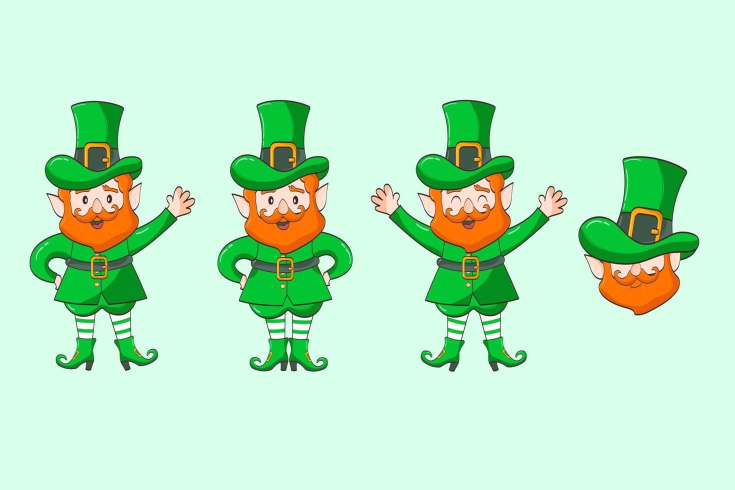 juego de personajes de dibujos animados de duende. feliz st. día de San Patricio. ilustración de un duende vector