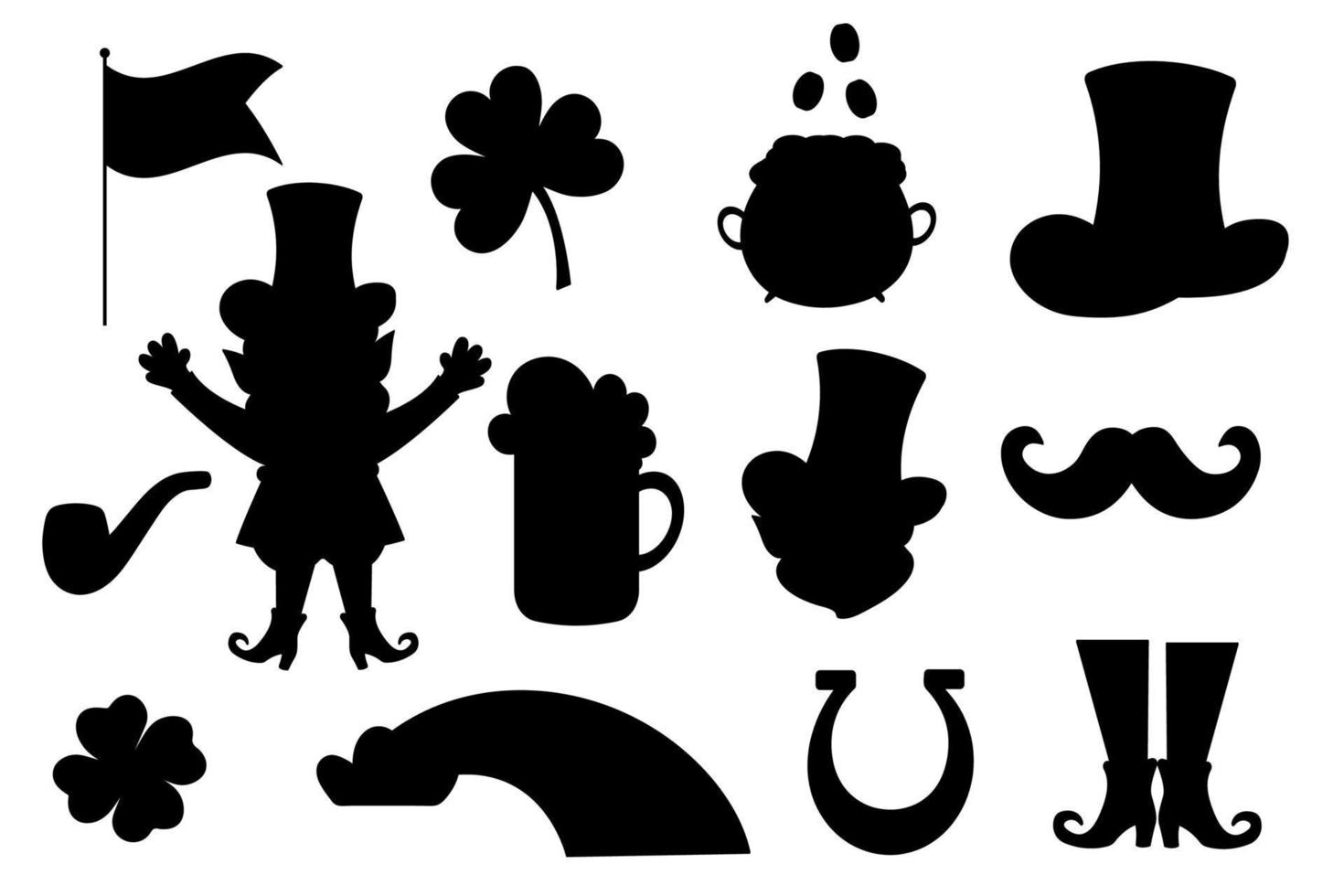 Collection of silhouette elements for St. Patrick's Day. Vector