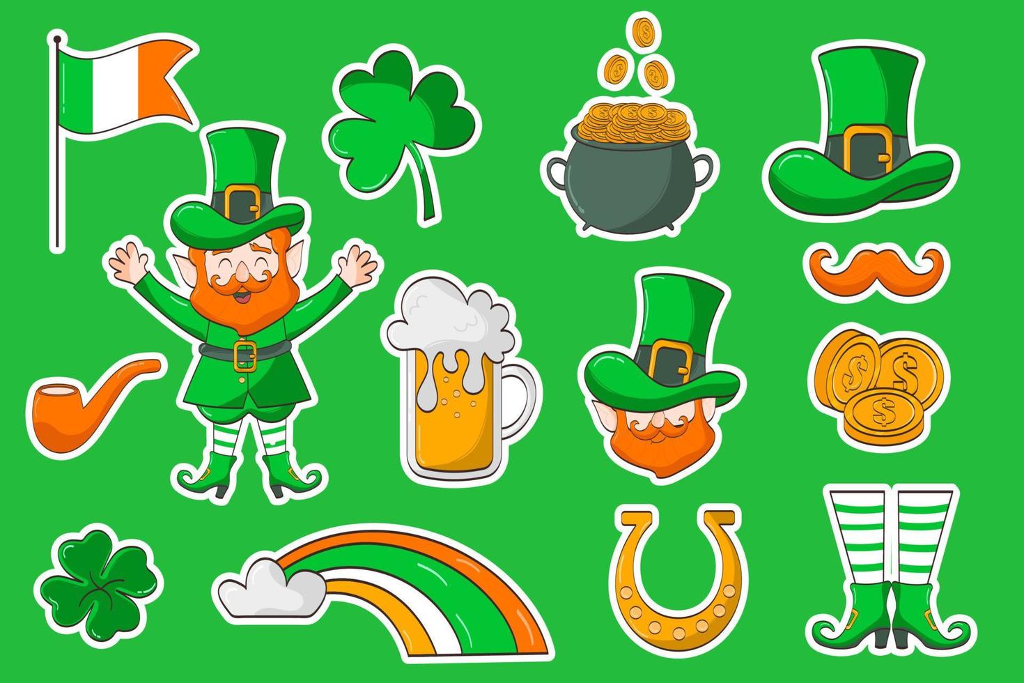 Collection of sticker elements for St. Patrick's Day. Vector