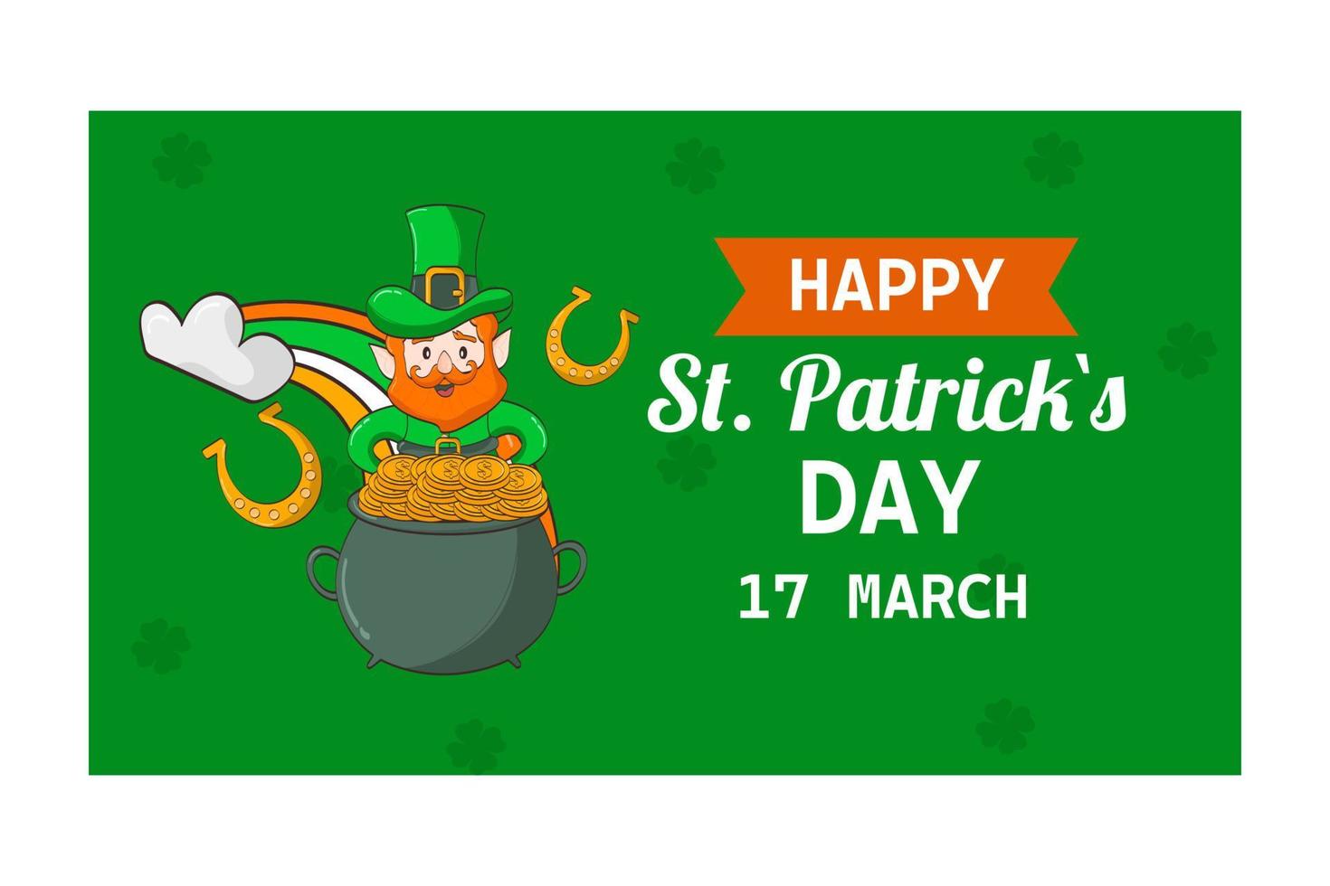 St. Patrick's Day banner. A leprechaun and a pot of gold vector