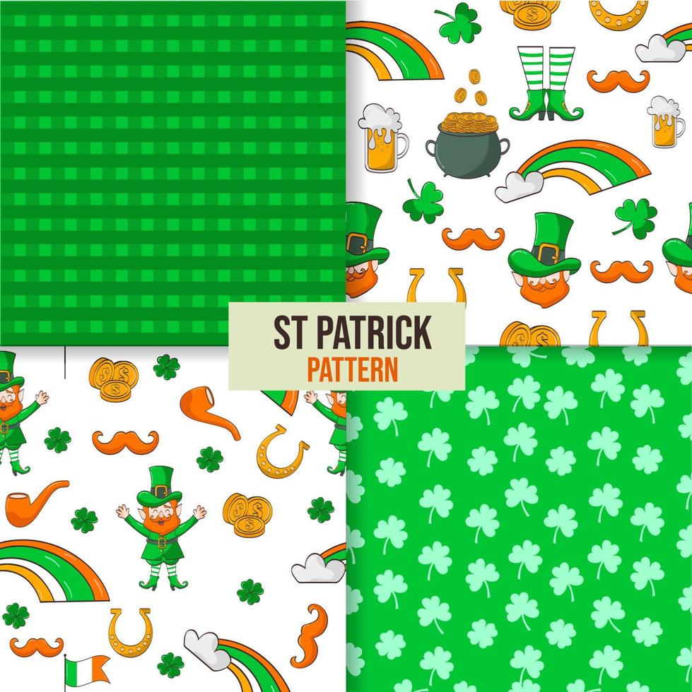 Seamless pattern set for St. Patrick's Day vector