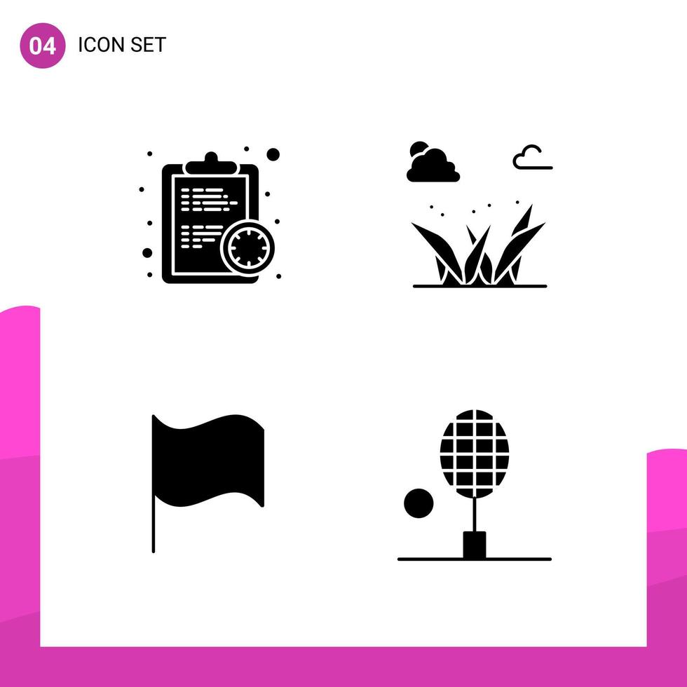 Glyph Icon set Pack of 4 Solid Icons isolated on White Background for responsive Website Design Print and Mobile Applications vector
