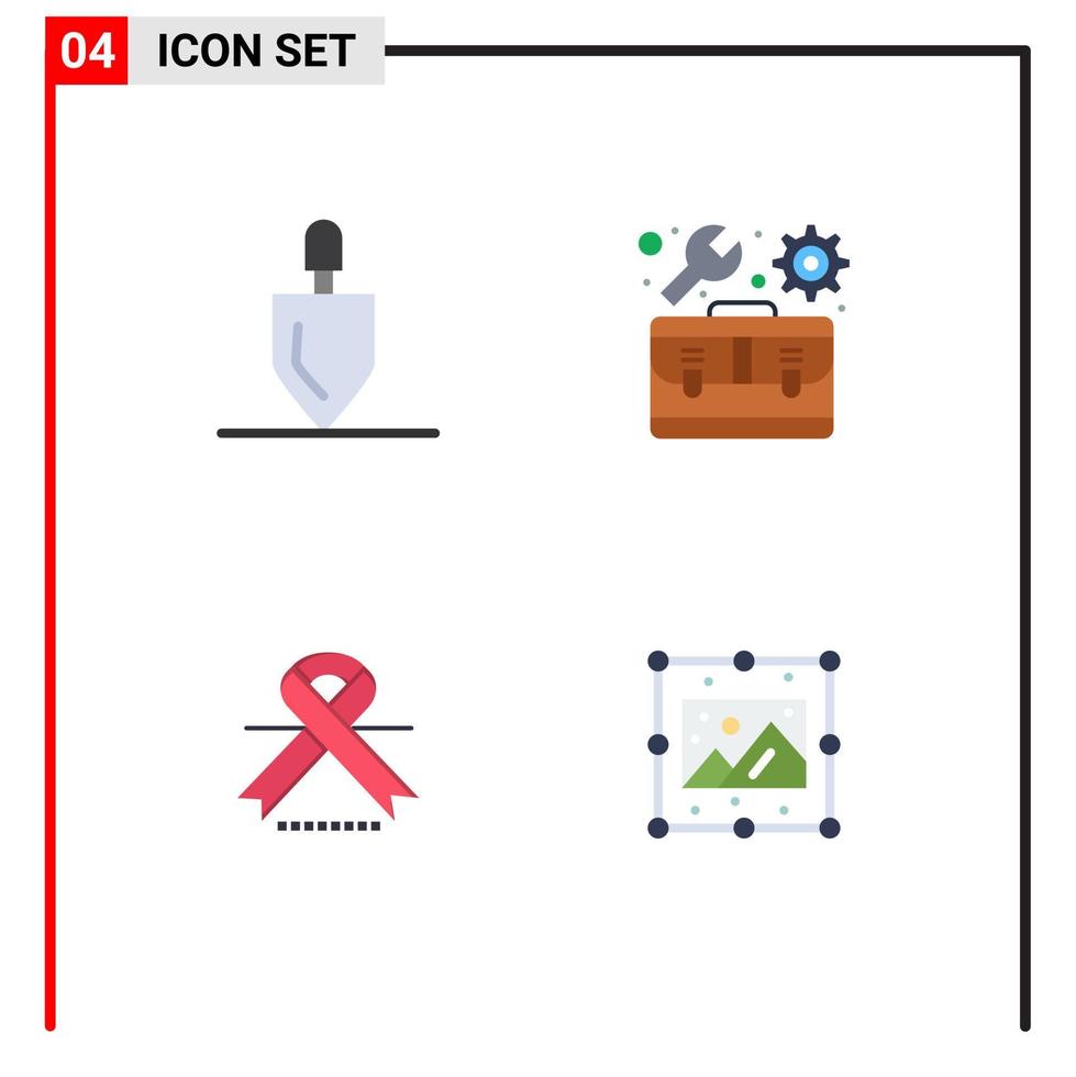 4 Universal Flat Icon Signs Symbols of equipment oncology tools toolbox medical Editable Vector Design Elements