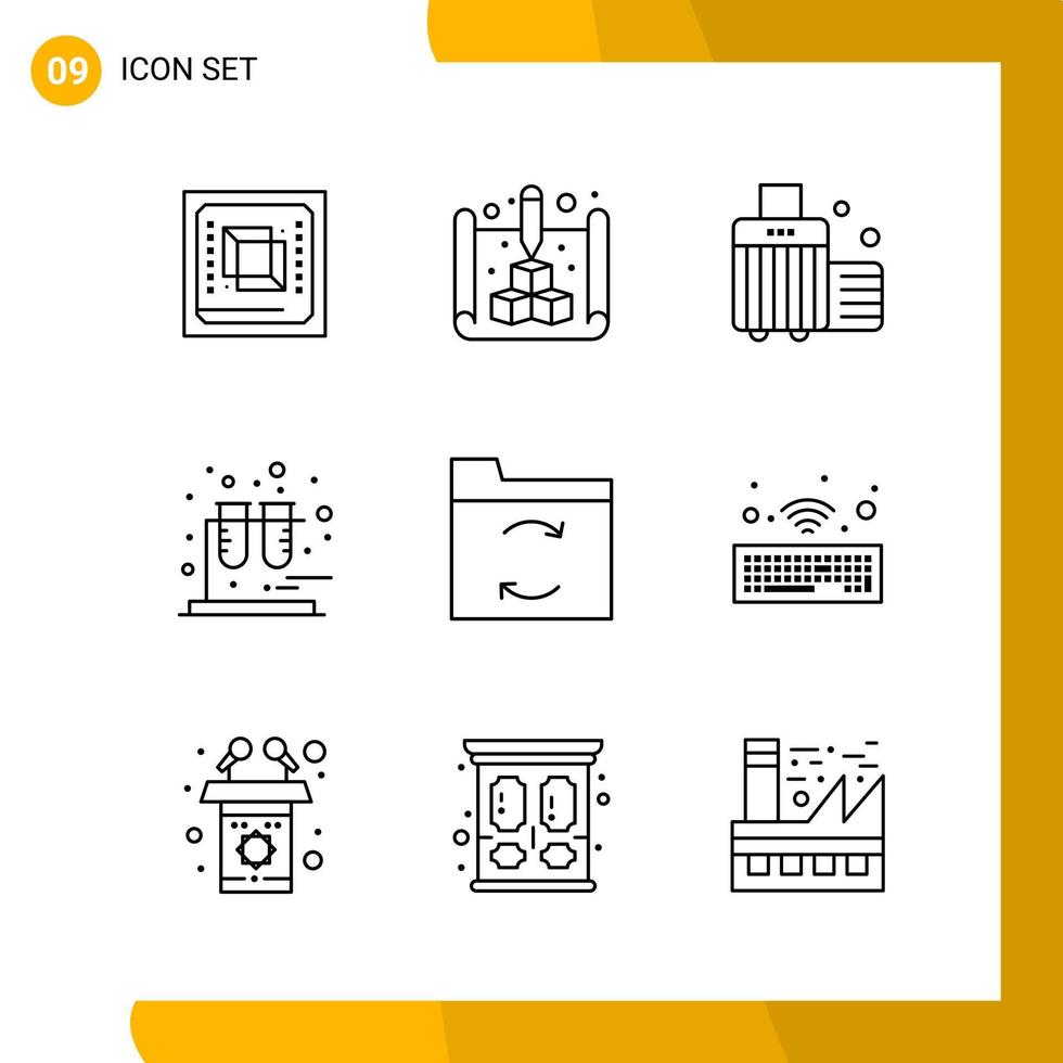 9 Icon Set Line Style Icon Pack Outline Symbols isolated on White Backgound for Responsive Website Designing vector