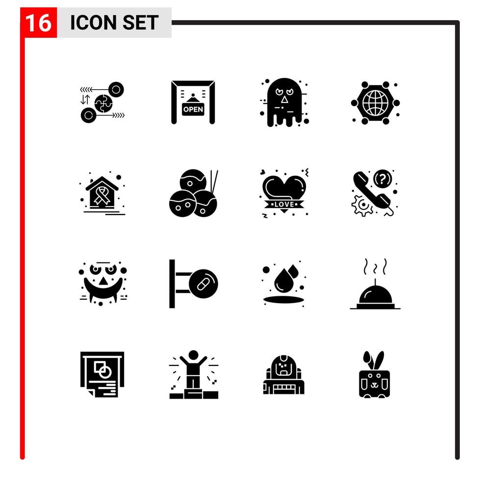 16 Creative Icons Modern Signs and Symbols of internet of things globe avatar connection scary Editable Vector Design Elements