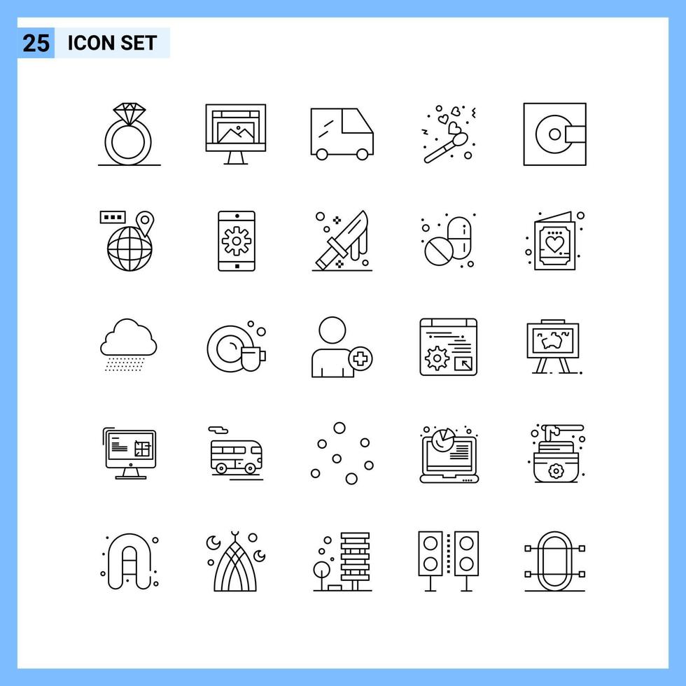 25 Icons Line style Creative Outline Symbols Black Line Icon Sign Isolated on White Background vector