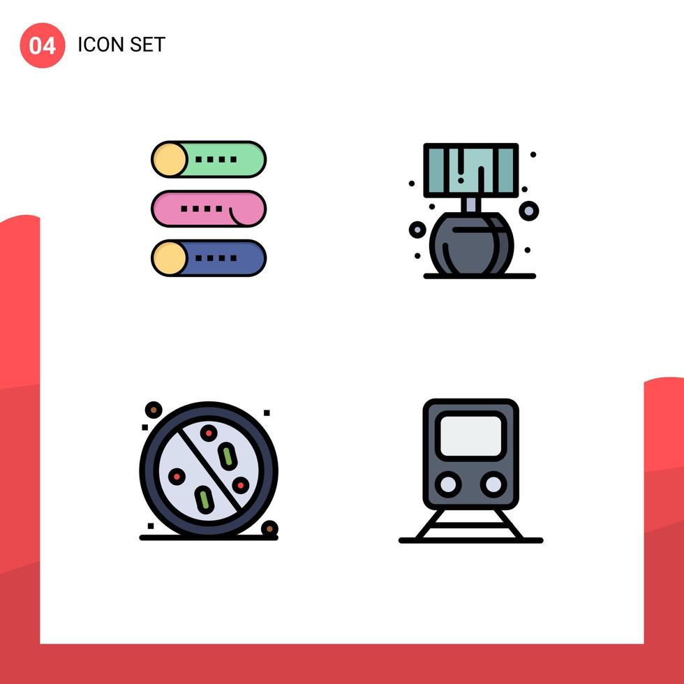 4 Thematic Vector Filledline Flat Colors and Editable Symbols of setting antibacterial on off lump healthy Editable Vector Design Elements