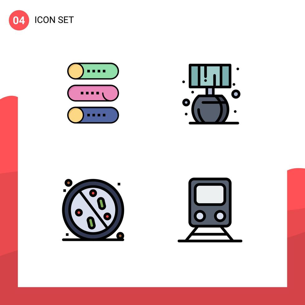 4 colores planos de línea de llenado de vectores temáticos y símbolos editables de configuración antibacteriana en elementos de diseño de vectores editables saludables fuera del bulto