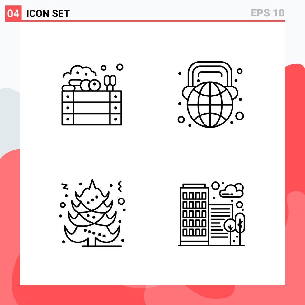 Collection of 4 Vector Icons in Line style Modern Outline Symbols for Web and Mobile Line Icon Sign Isolated on White Background 4 Icons