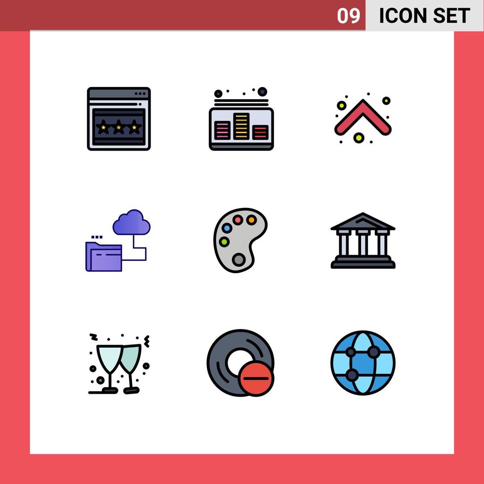 Universal Icon Symbols Group of 9 Modern Filledline Flat Colors of education file arrow storage cloud Editable Vector Design Elements