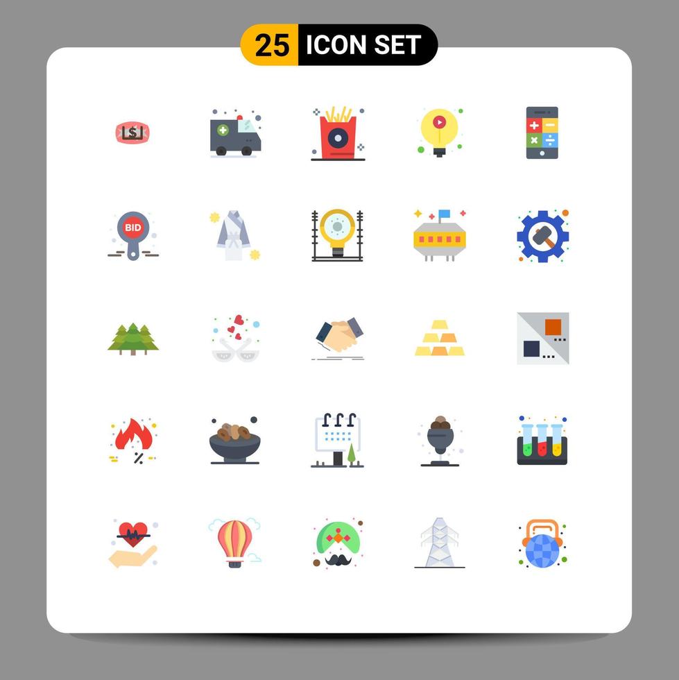 Set of 25 Modern UI Icons Symbols Signs for phone calculator holiday knowledge elearning Editable Vector Design Elements