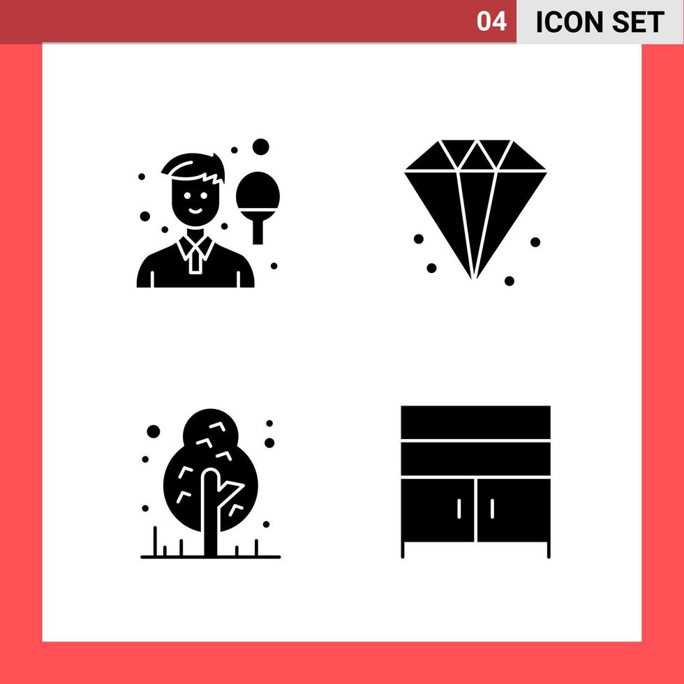 paquete de 4 iconos símbolos de glifo de estilo sólido sobre fondo blanco signos simples para diseño general vector