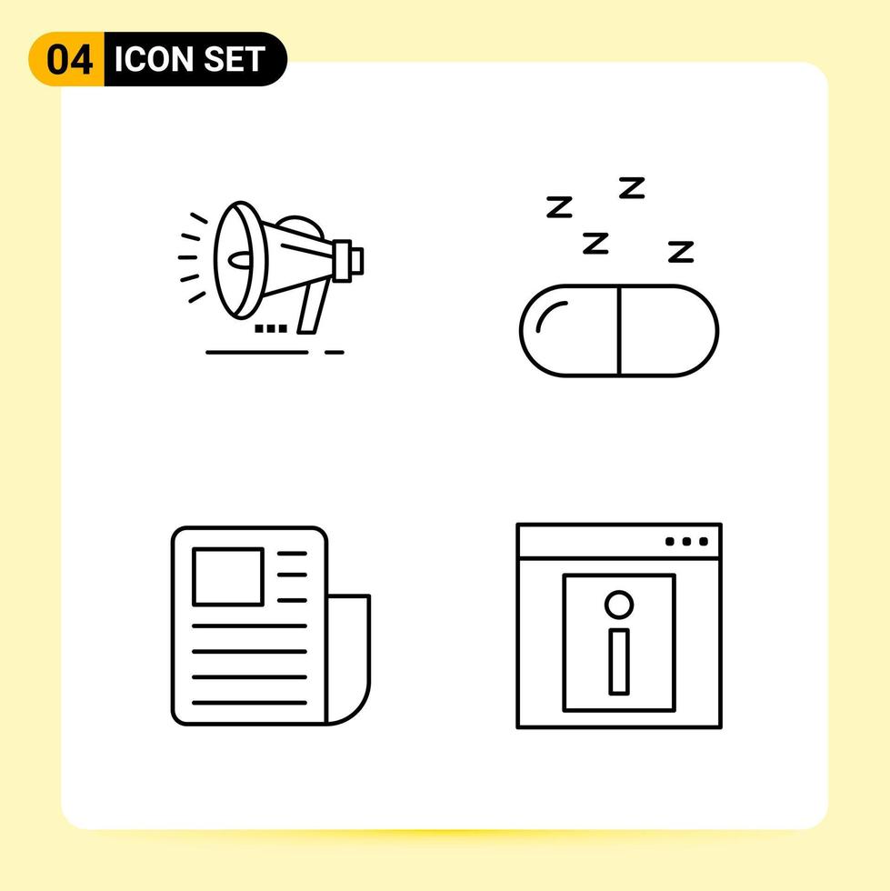 4 Creative Icons for Modern website design and responsive mobile apps 4 Outline Symbols Signs on White Background 4 Icon Pack vector