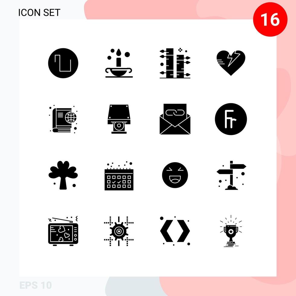 16 Creative Icons Modern Signs and Symbols of online globe botanical book heart Editable Vector Design Elements