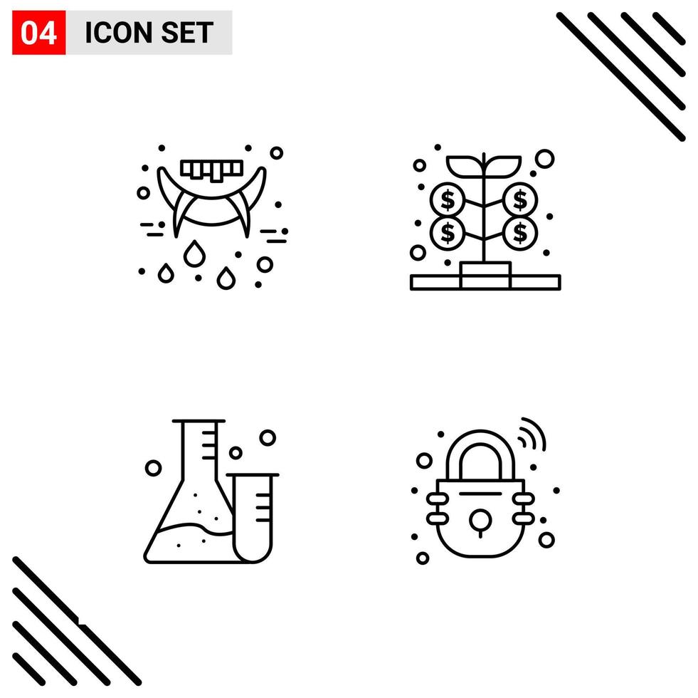 Pixle Perfect Set of 4 Line Icons Outline Icon Set for Webite Designing and Mobile Applications Interface vector