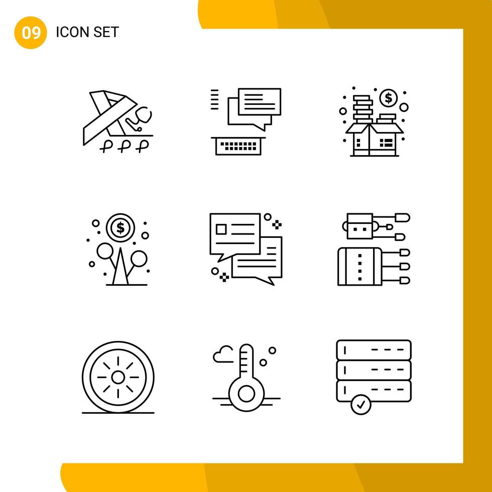 9 Icon Set Line Style Icon Pack Outline Symbols isolated on White Backgound for Responsive Website Designing vector