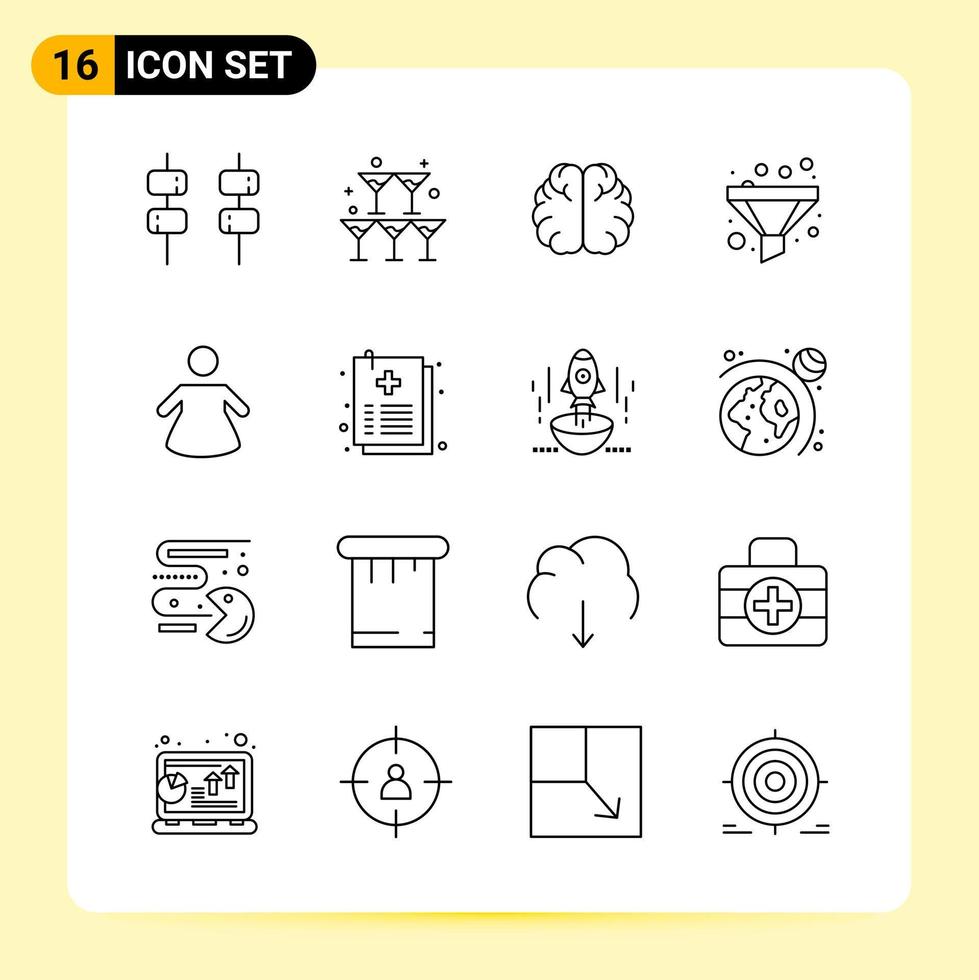16 Creative Icons for Modern website design and responsive mobile apps 16 Outline Symbols Signs on White Background 16 Icon Pack vector