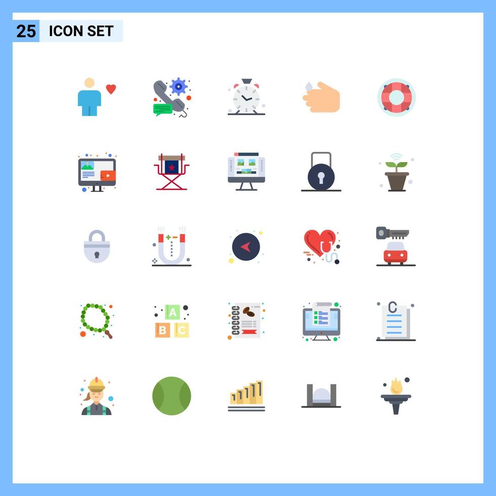 Concepto de 25 colores planos para sitios web móviles y aplicaciones lavado a mano configuración tiempo de limpieza elementos de diseño vectorial editables vector