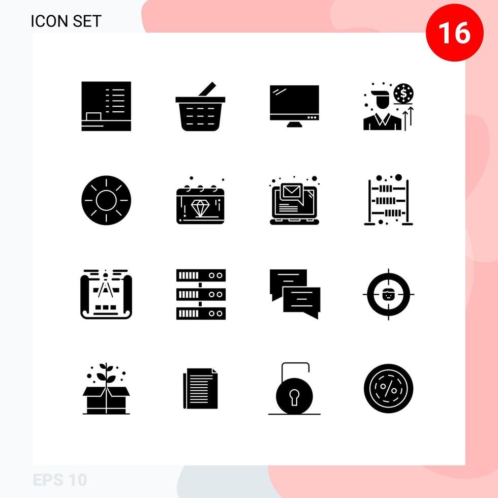 Modern Set of 16 Solid Glyphs Pictograph of tropical healthy imac fruits investor Editable Vector Design Elements