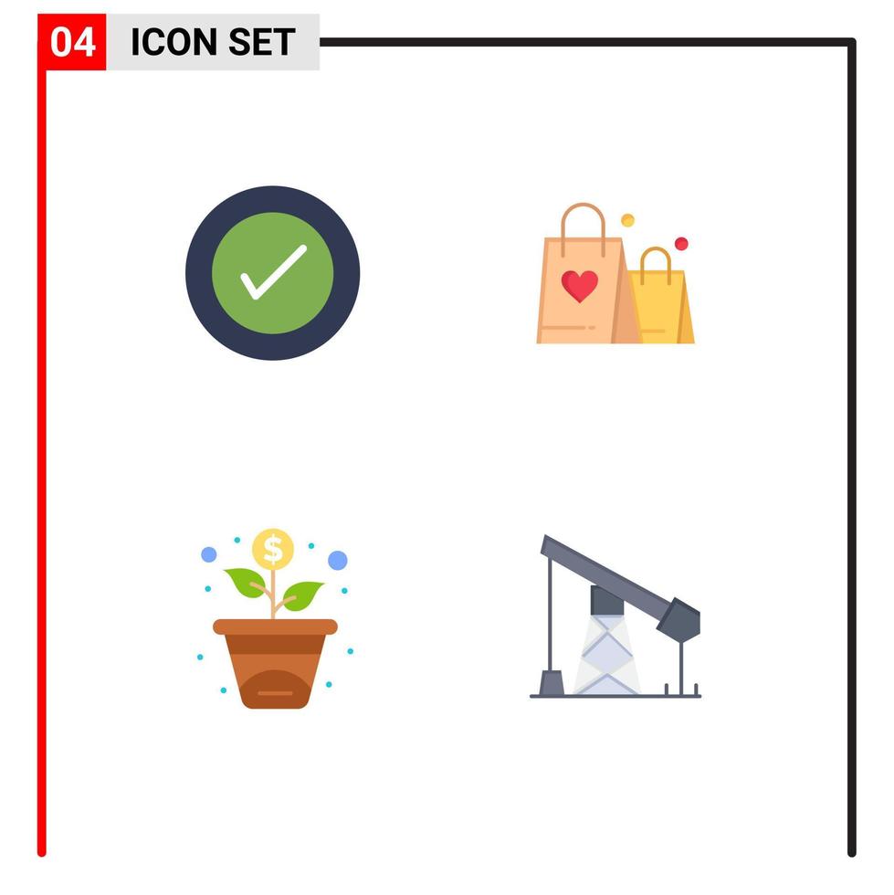 Modern Set of 4 Flat Icons Pictograph of layout growth wireframe heart construction Editable Vector Design Elements