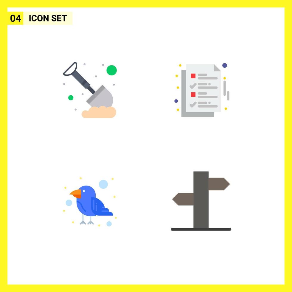 Group of 4 Modern Flat Icons Set for labour carnival mining file bird Editable Vector Design Elements