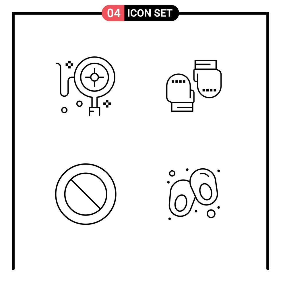 Set of 4 Modern UI Icons Symbols Signs for tracking set boxing protective line Editable Vector Design Elements