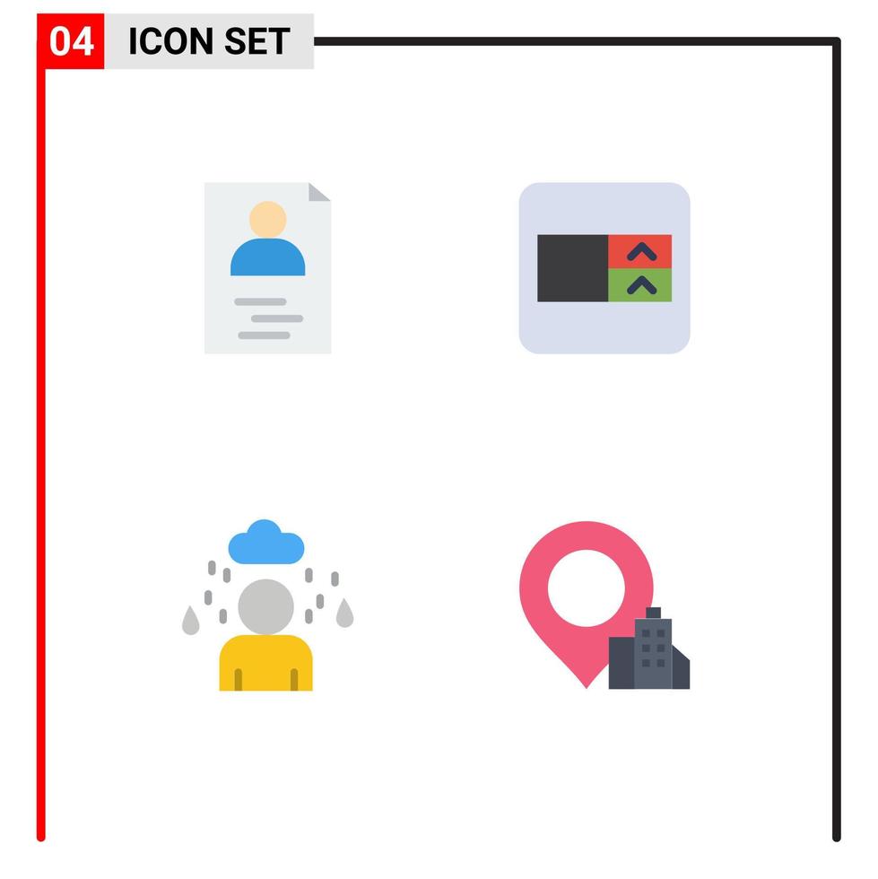 Set of 4 Vector Flat Icons on Grid for hands location form man hotel Editable Vector Design Elements