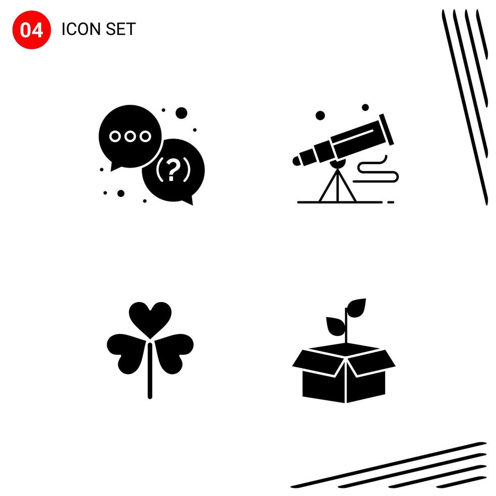 Collection of 4 Vector Icons in solid style Pixle Perfect Glyph Symbols for Web and Mobile Solid Icon Signs on White Background 4 Icons