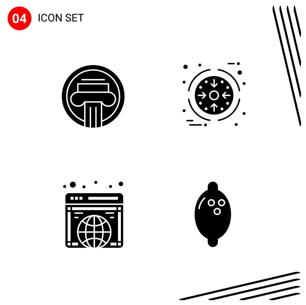 Collection of 4 Vector Icons in solid style Pixle Perfect Glyph Symbols for Web and Mobile Solid Icon Signs on White Background 4 Icons