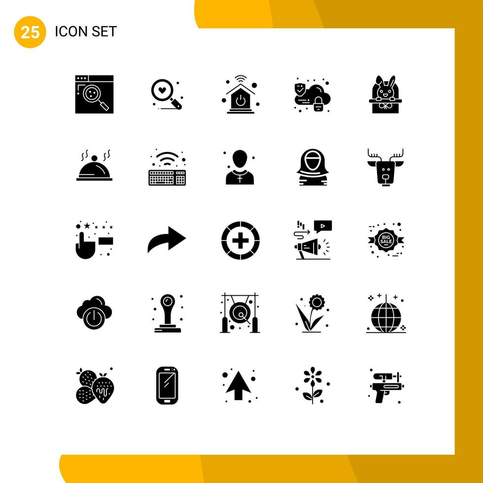 Universal Icon Symbols Group of 25 Modern Solid Glyphs of holiday cart home network bascket lock Editable Vector Design Elements