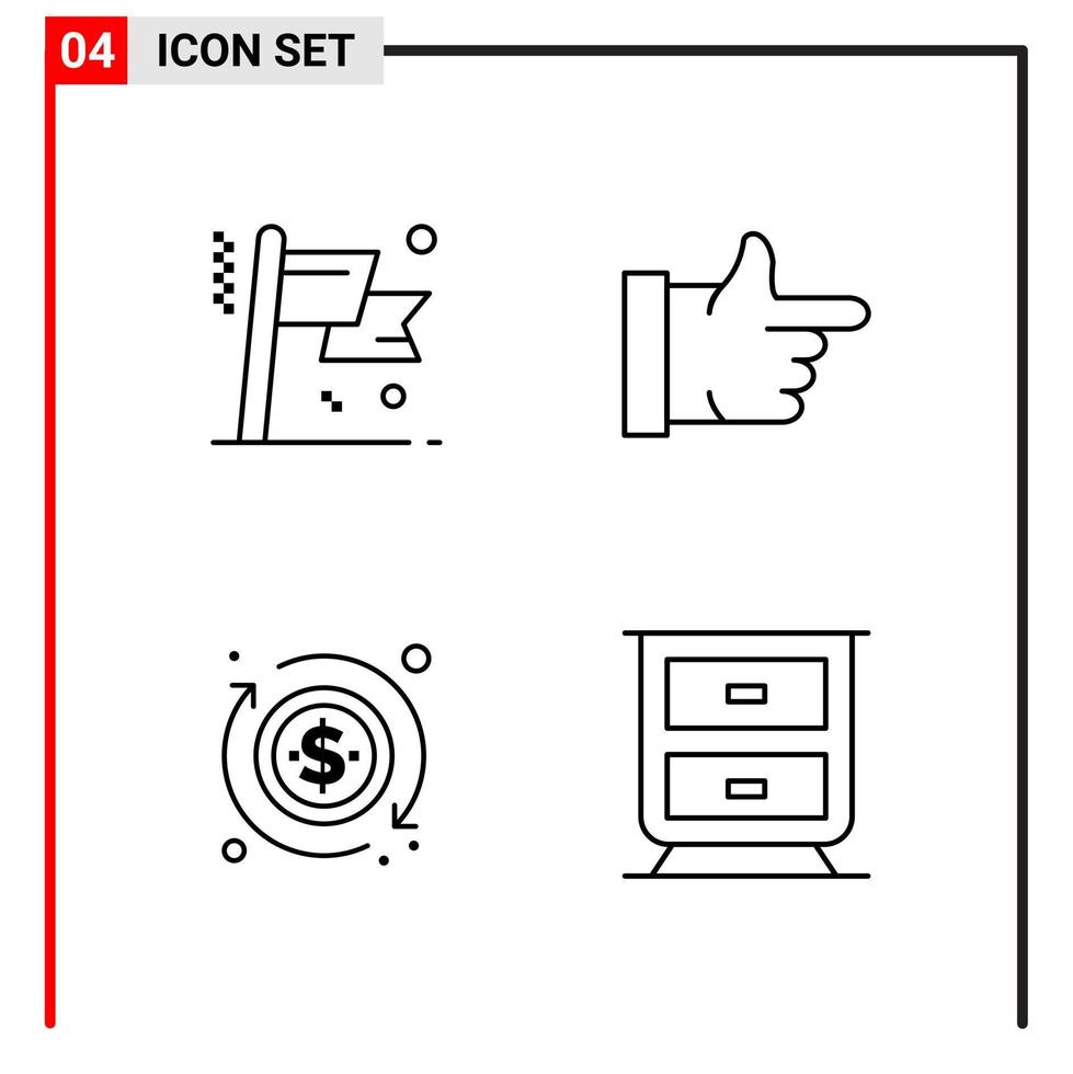 4 General Icons for website design print and mobile apps 4 Outline Symbols Signs Isolated on White Background 4 Icon Pack vector