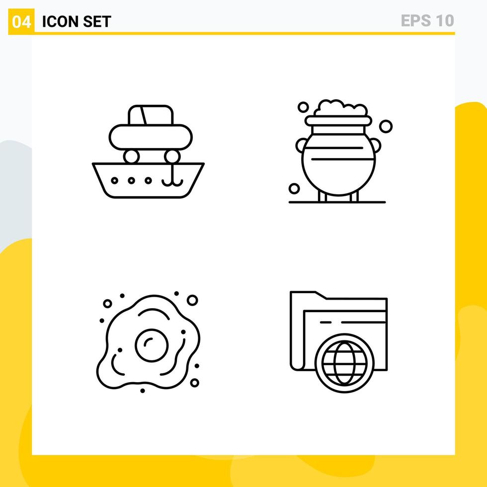 Collection of 4 Universal Line Icons Icon Set for Web and Mobile vector