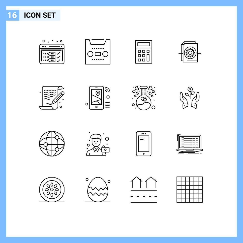 Outline Pack of 16 Universal Symbols of paint art calculator settings file Editable Vector Design Elements