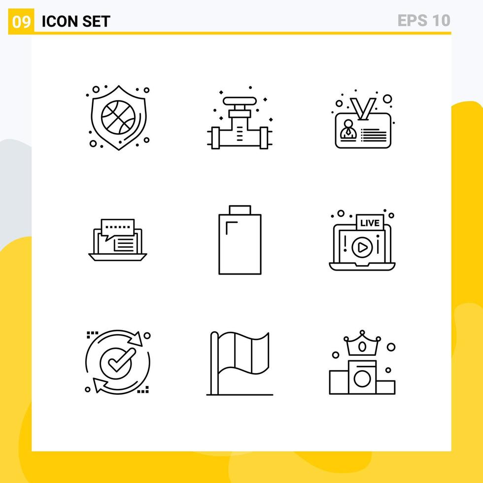 Modern Set of 9 Outlines and symbols such as online dialog valve chat user Editable Vector Design Elements