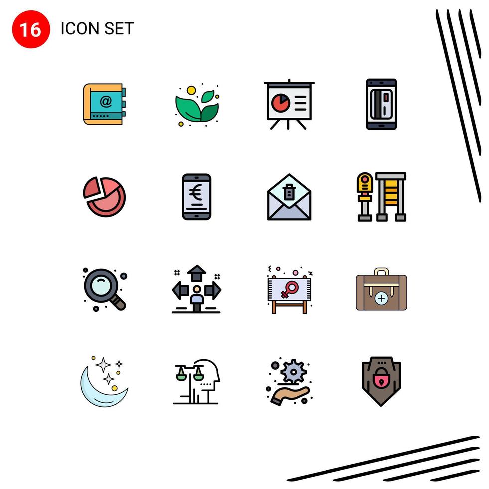 Set of 16 Modern UI Icons Symbols Signs for digital cashless spa card presentation Editable Creative Vector Design Elements